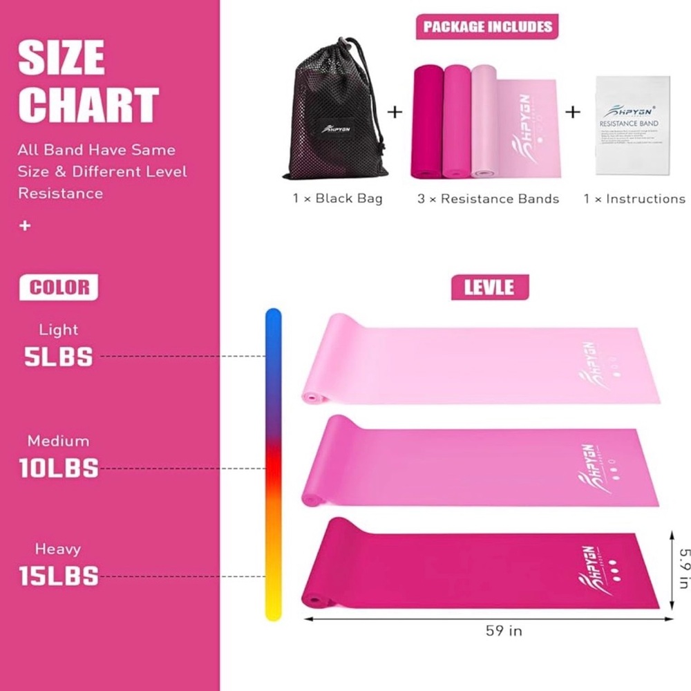 Pink Resistance Bands Set - Picture 4 of 4